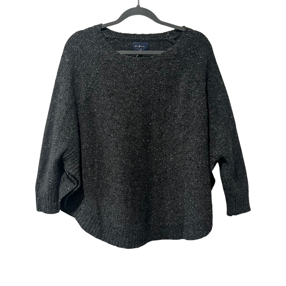 April‎ Marin Charcoal Speckled Wool Alpaca Sweater Cape Women's One Size Boho